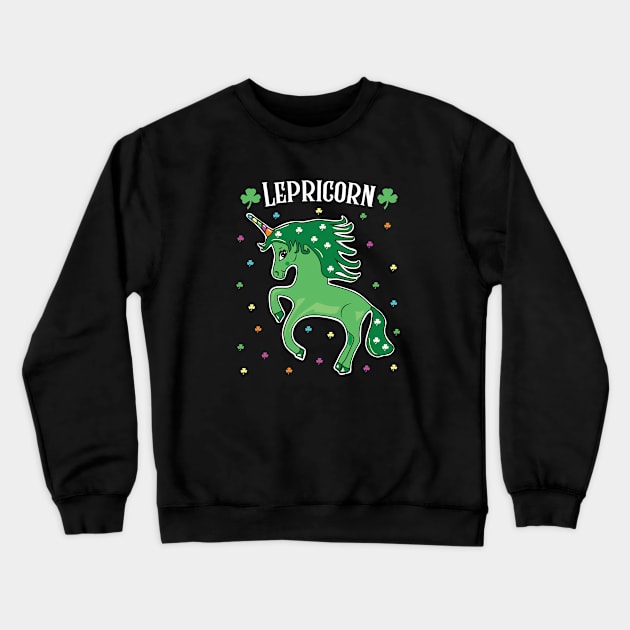 Lepricorn Unicorn St Patricks Day Crewneck Sweatshirt by FruitflyPie